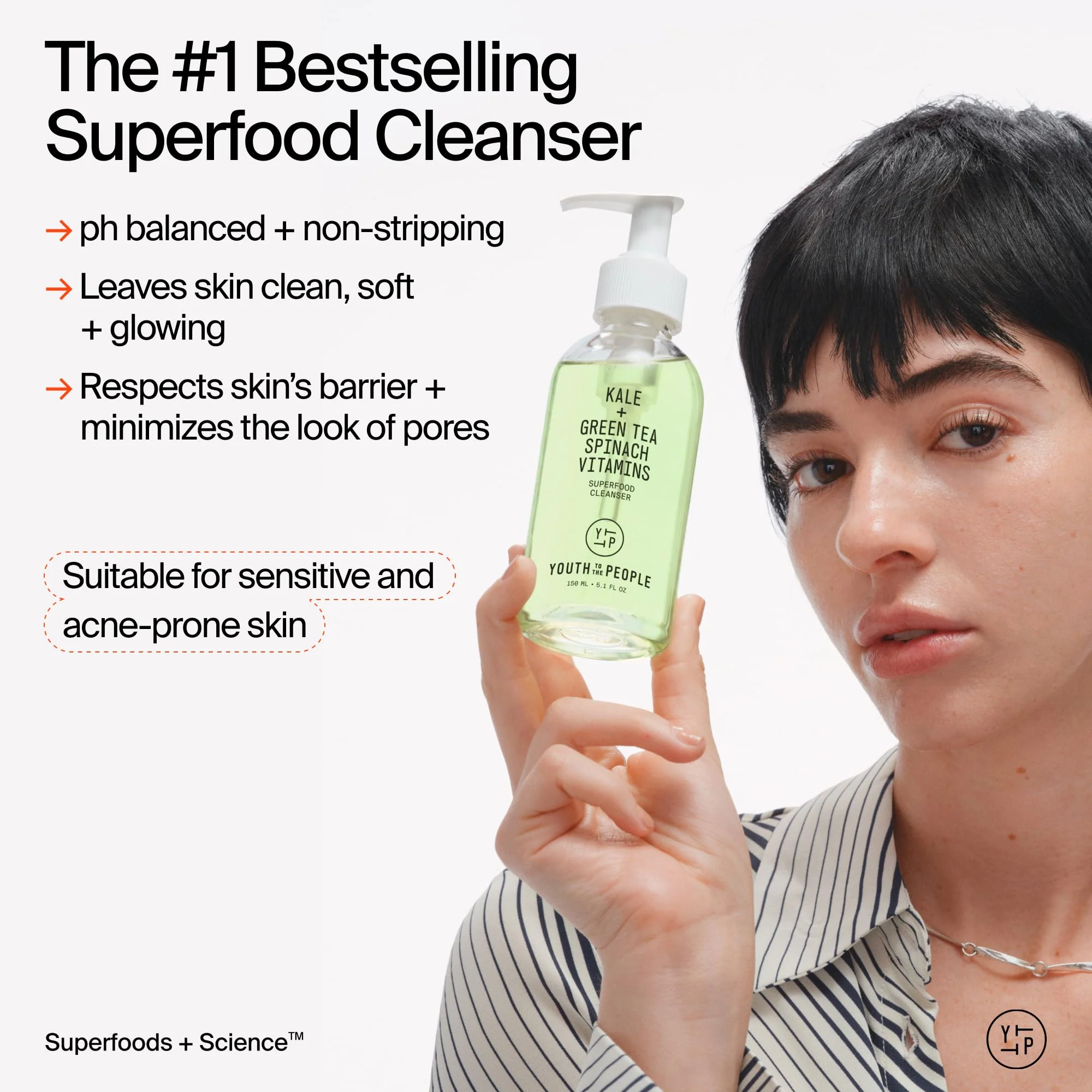 Youth To The People Superfood Facial Cleanser Full Size - Kale + Green Tea Daily Face Wash, Gentle Makeup Remover, with Soothing Antioxidants for Glowing Skin, pH Balance, Clean Pores – 8 fl oz - Image 10