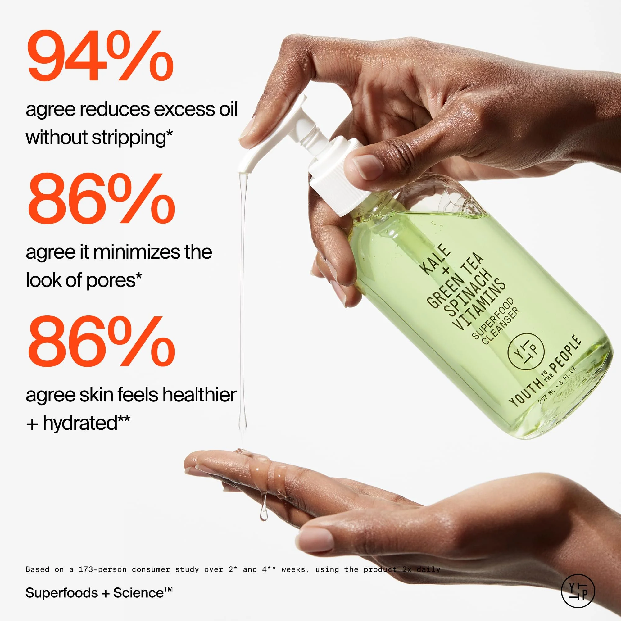 Youth To The People Superfood Facial Cleanser Full Size - Kale + Green Tea Daily Face Wash, Gentle Makeup Remover, with Soothing Antioxidants for Glowing Skin, pH Balance, Clean Pores – 8 fl oz - Image 9