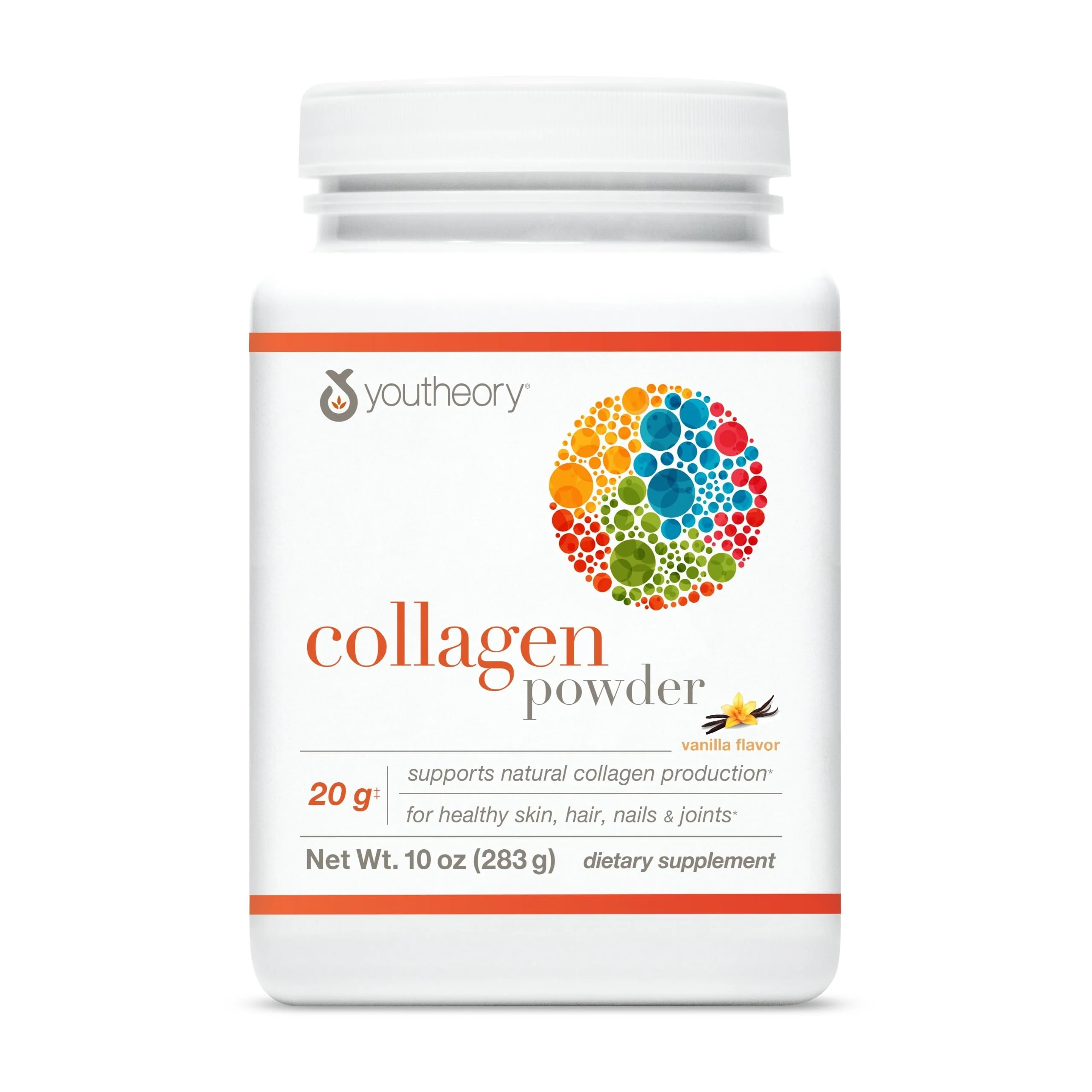 Youtheory Collagen Powder - Hydrolyzed Collagen Peptides with Vitamin C - Supports Healthy Bones, Joints & Immune System* - Vanilla - 10 oz (12 Servings)
