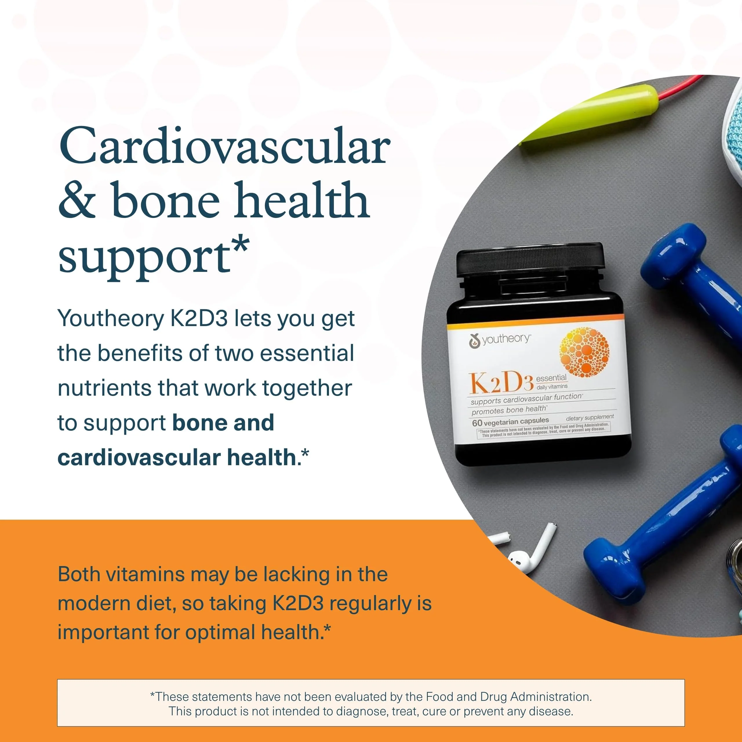 Youtheory K2D3 - Bone & Heart Health Support - Combines Vitamin D3 & Vitamin K2 - Dairy, Soy & Gluten Free - 60 Vegetarian Capsules - Image 5