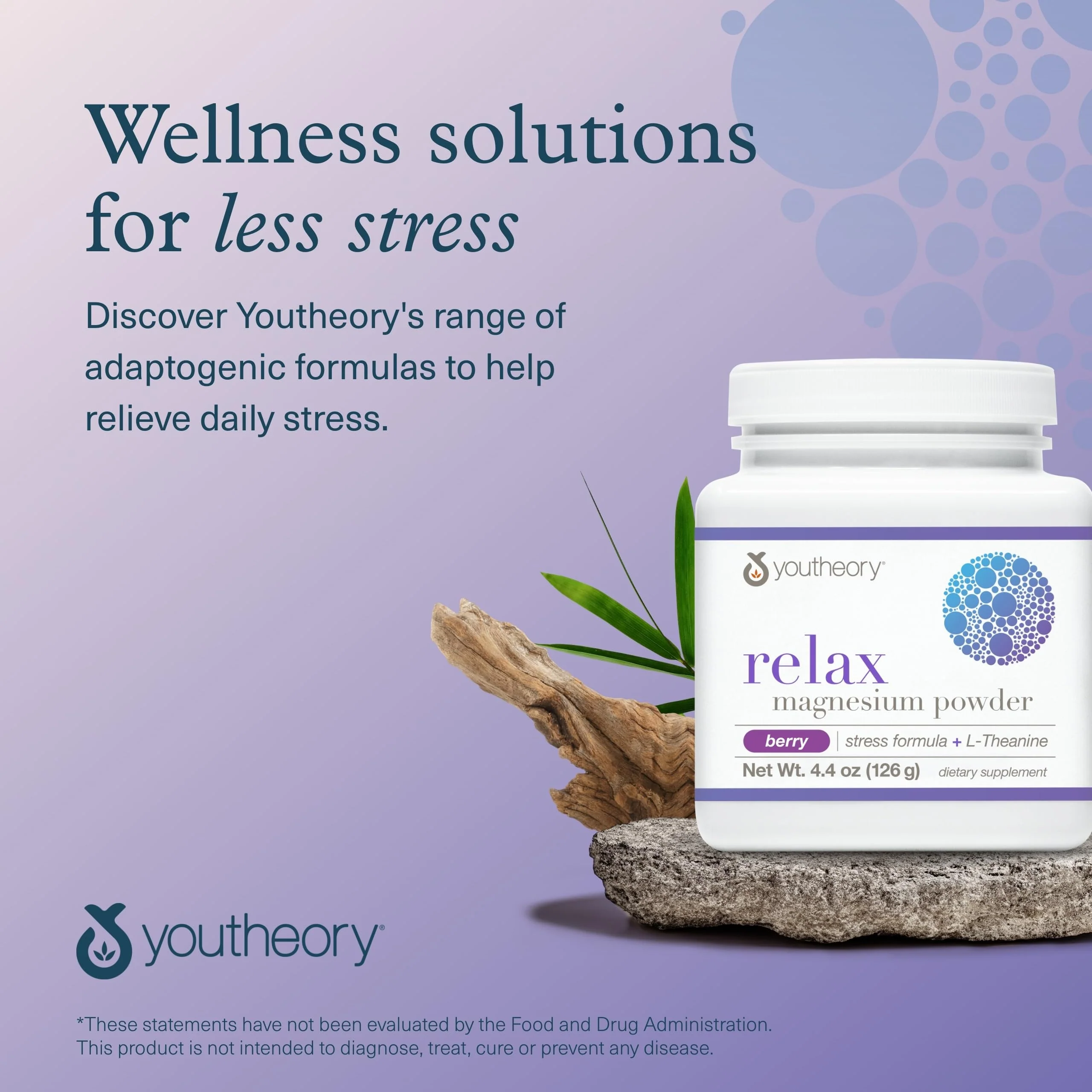 Youtheory Relax Magnesium Powder - Vegan Stress Relief Supplement with L-Theanine & GABA* - Supports Relaxation* - Dairy, Soy & Gluten Free - Berry, 4.4 oz - Image 2