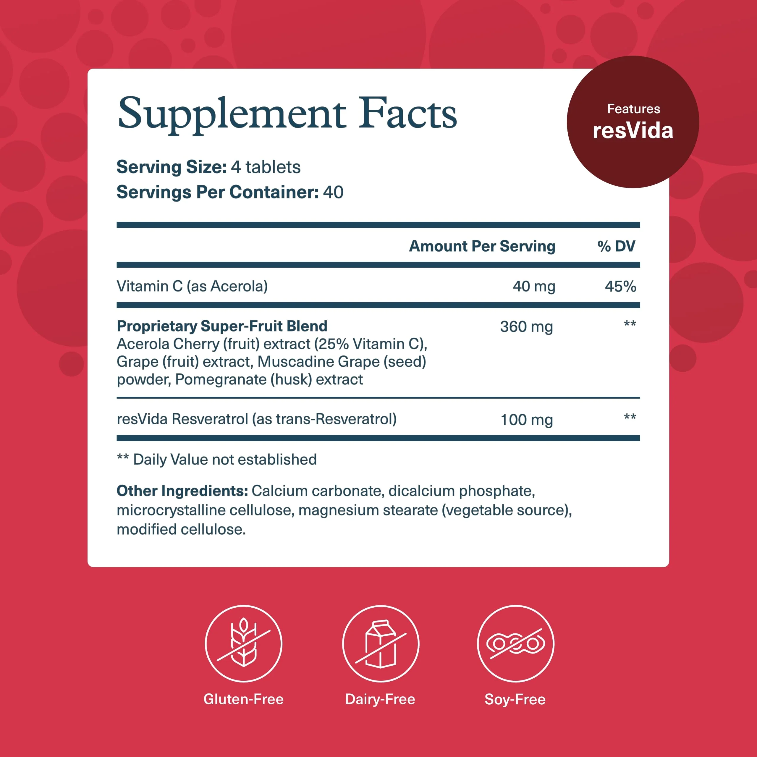Youtheory Resveratrol Advanced Antioxidant Formula - Premium Antioxidant Supplement with Super-Fruit Blend - Contains ResVida - Dairy, Soy & Gluten Free - 160 Tablets - Image 8