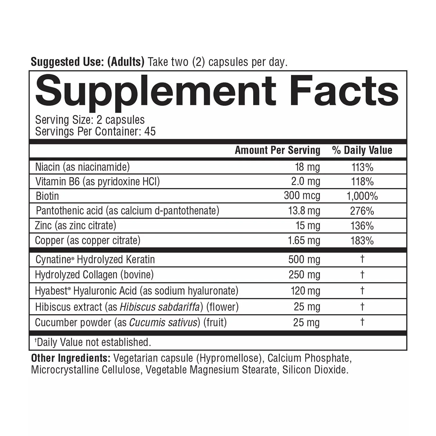 Youtheory Total Beauty, Hibiscus and Cucumber Botanical Blend. 90 Capsules - Image 2
