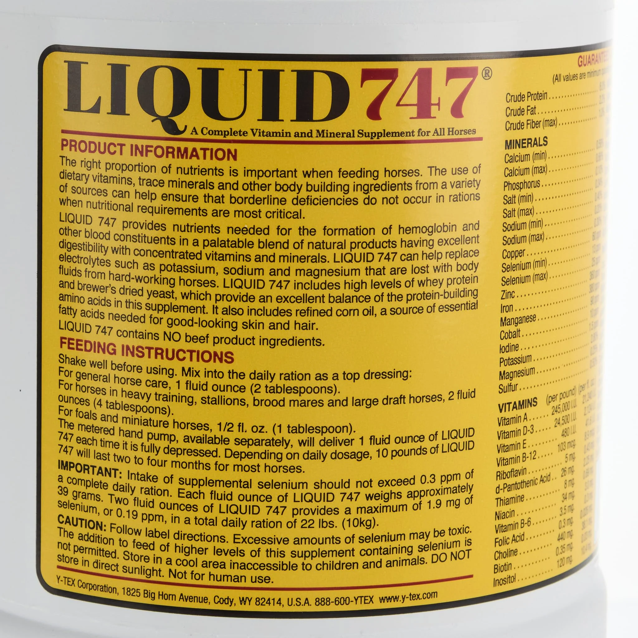 YTEX Equine D GAL Tuttle's Liquid 747 Feed Supplement - Image 3