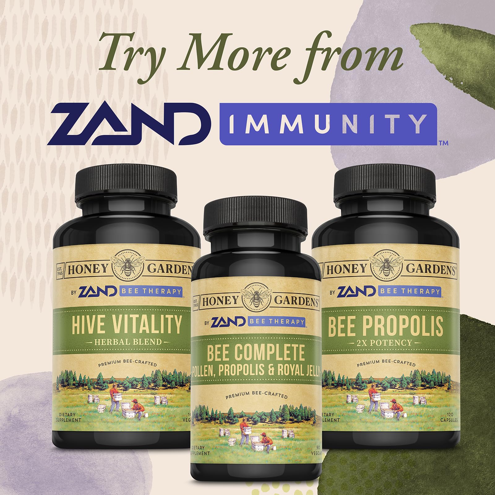 ZAND Honey Gardens Bee Complete - Bee Pollen Supplement for Men & Women, Propolis & Royal Jelly Superfood Blend, High Potency Nourishing Formula - 30 Servings, 90 Vegetarian Capsules - Image 5