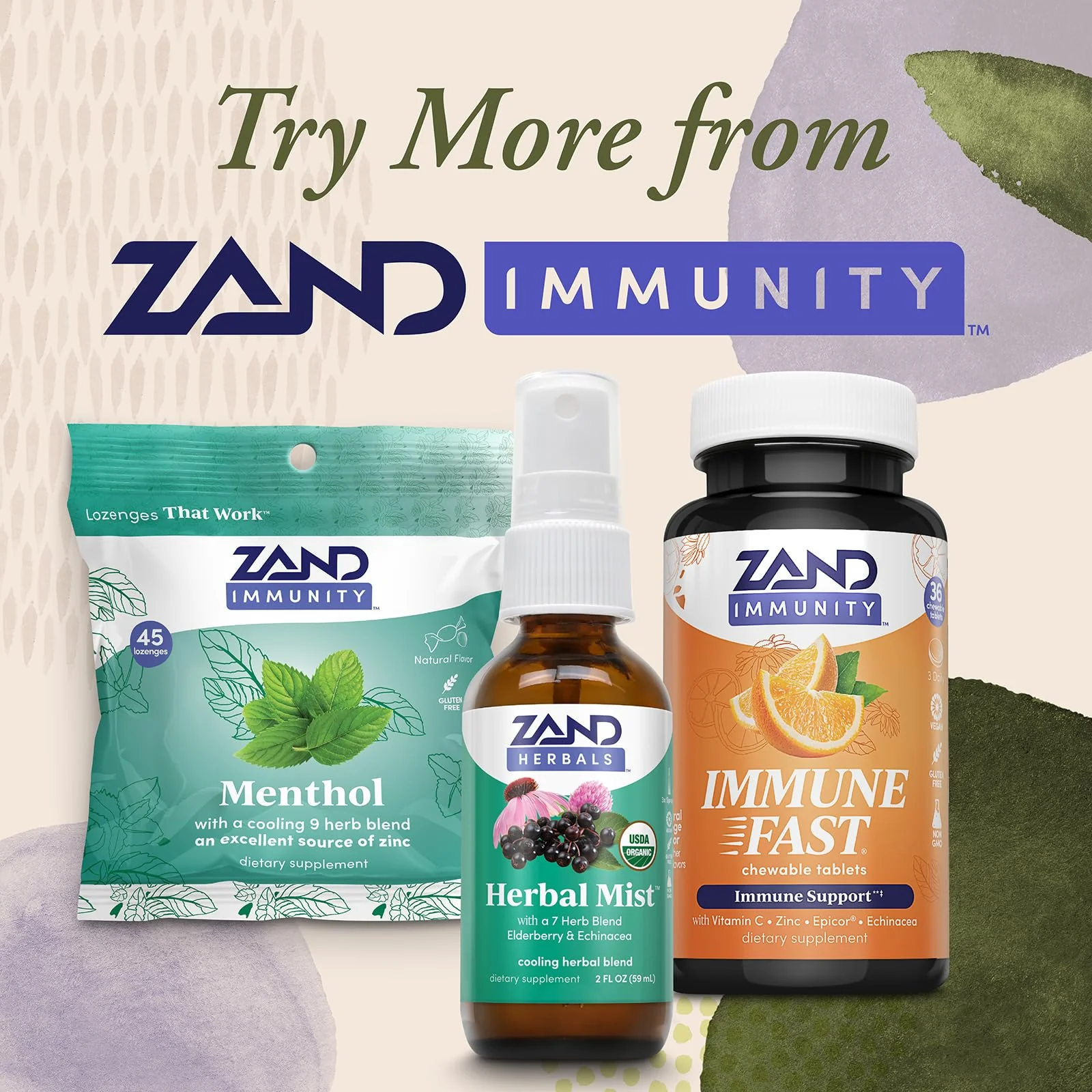 Zand Immune Fast Zesty Orange Chews | Boosts Immune Response & Cell Activity w/EpiCor*, Echinacea, 30 Tablets, 10 Serv. - Image 3