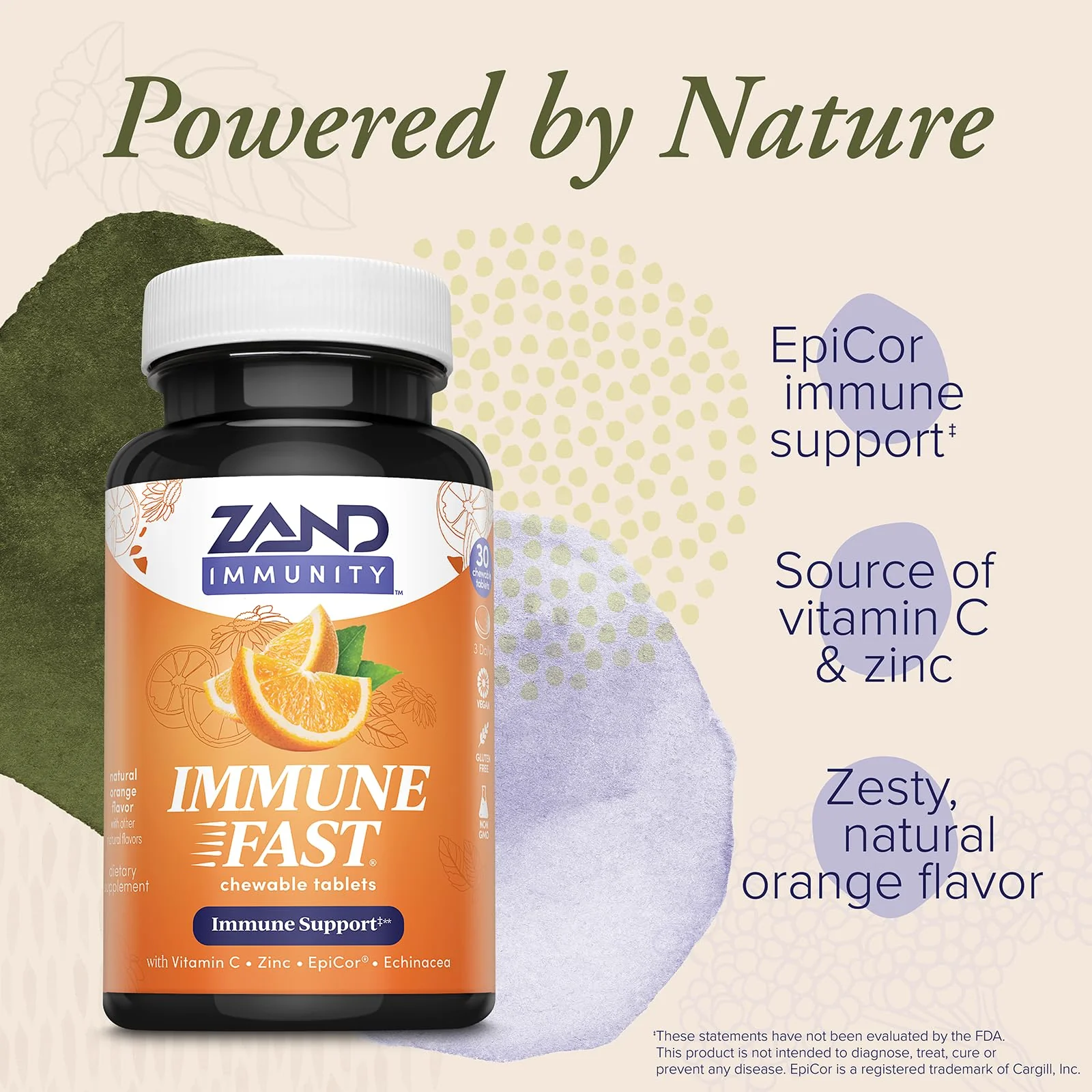 Zand Immune Fast Zesty Orange Chews | Boosts Immune Response & Cell Activity w/EpiCor*, Echinacea, 30 Tablets, 10 Serv. - Image 5