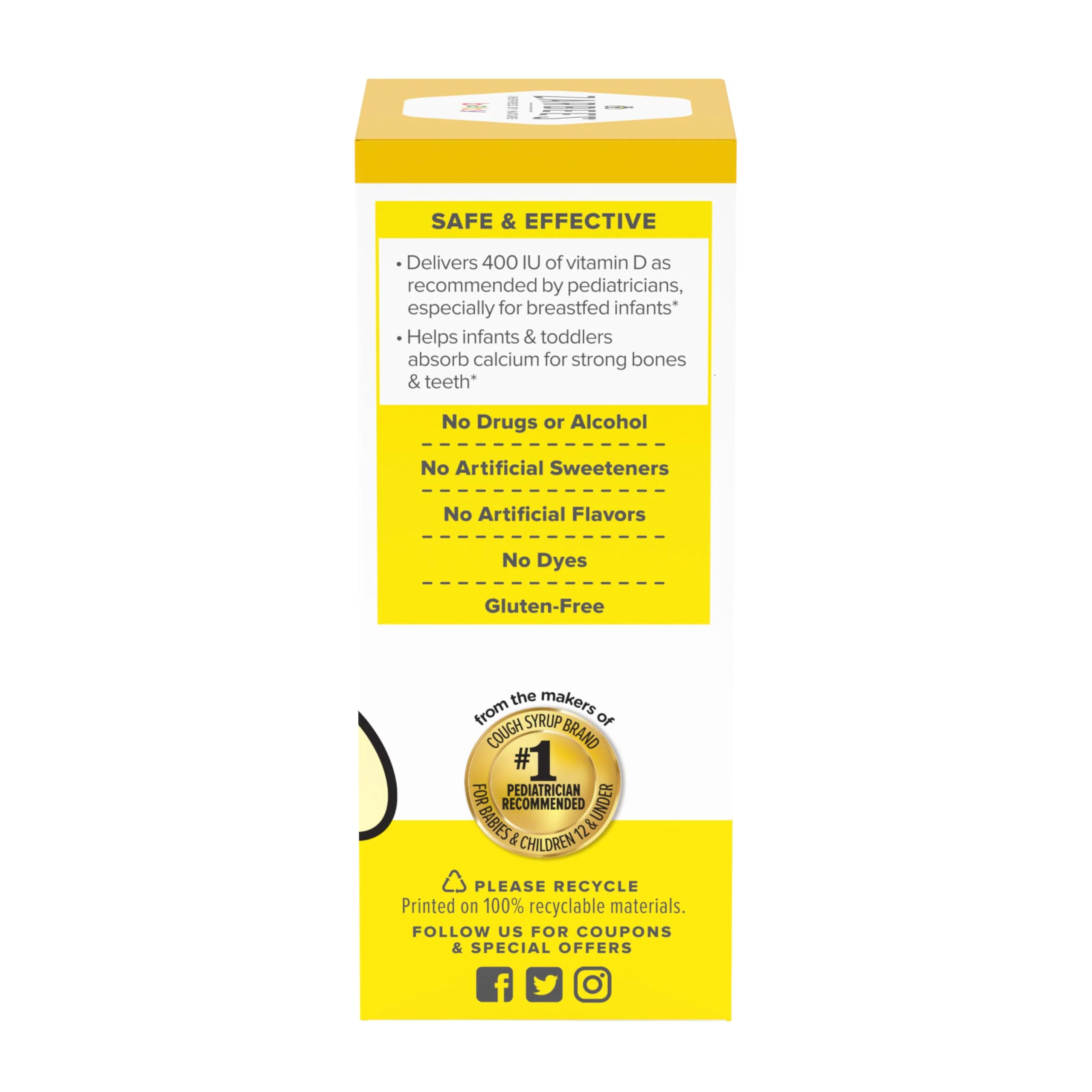 Zarbee's Vitamin D Drops for Infants, 400IU (10mcg) Baby & Toddler Liquid Supplement, Newborn & Up, Dropper Syringe Included, 0.47 Fl Oz - Image 3