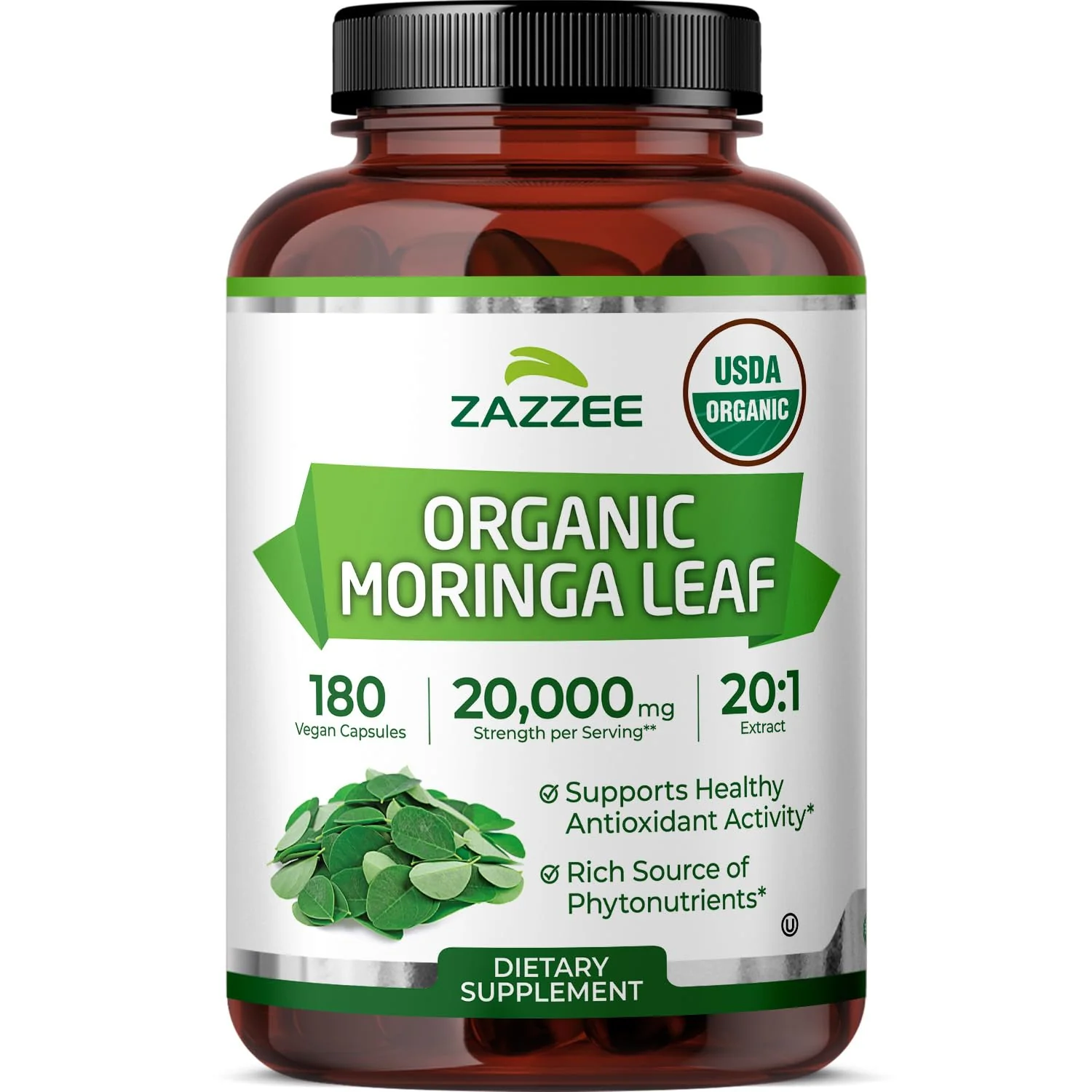 Zazzee USDA Organic Moringa Leaf 20:1 Extract, 180 Vegan Capsules, 3 Month Supply, Certified Kosher, Moringa Oleifera, Antioxidant, Immune & Cellular Support, Superfood Supplement, Made in the USA - Image 10
