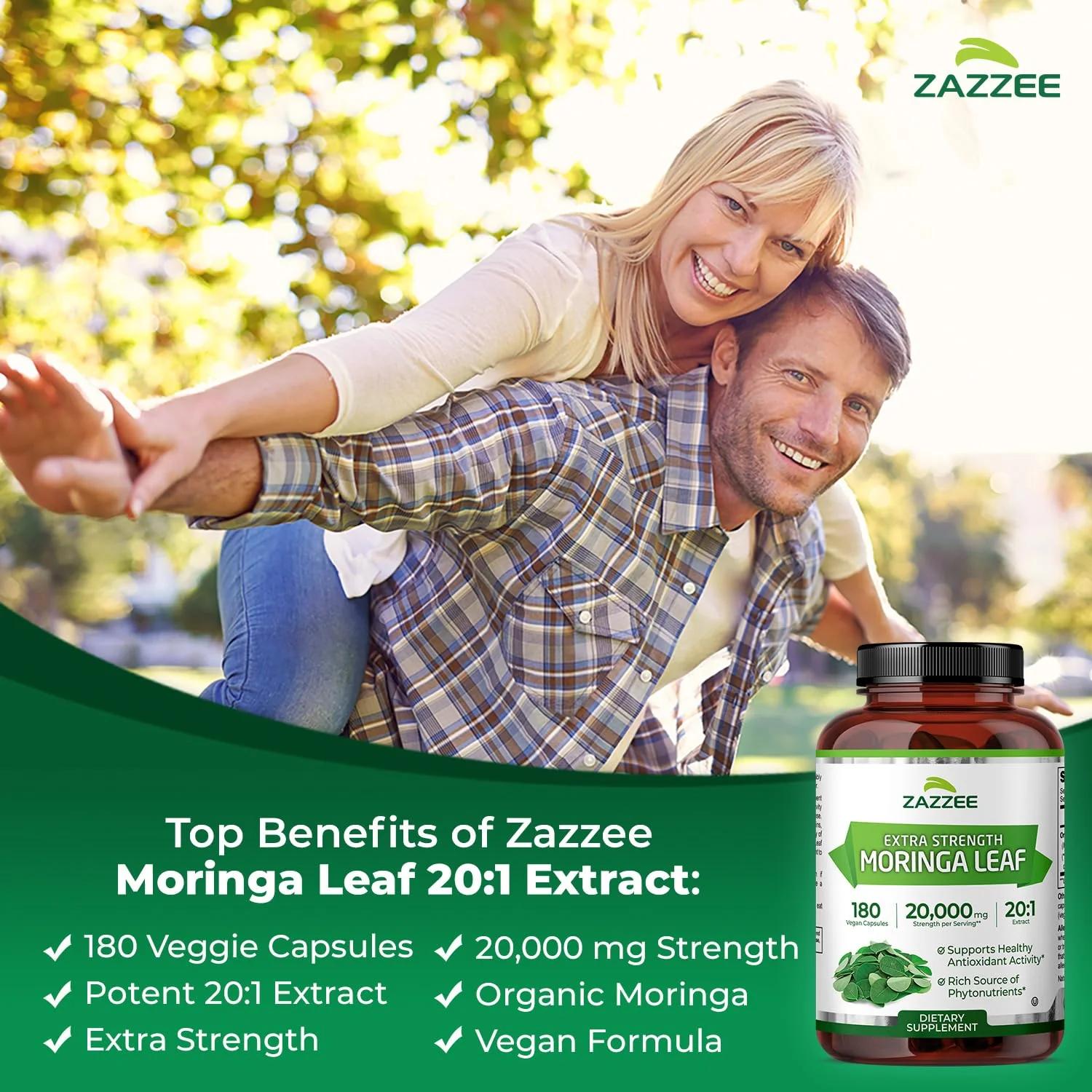 Zazzee USDA Organic Moringa Leaf 20:1 Extract, 180 Vegan Capsules, 3 Month Supply, Certified Kosher, Moringa Oleifera, Antioxidant, Immune & Cellular Support, Superfood Supplement, Made in the USA - Image 8