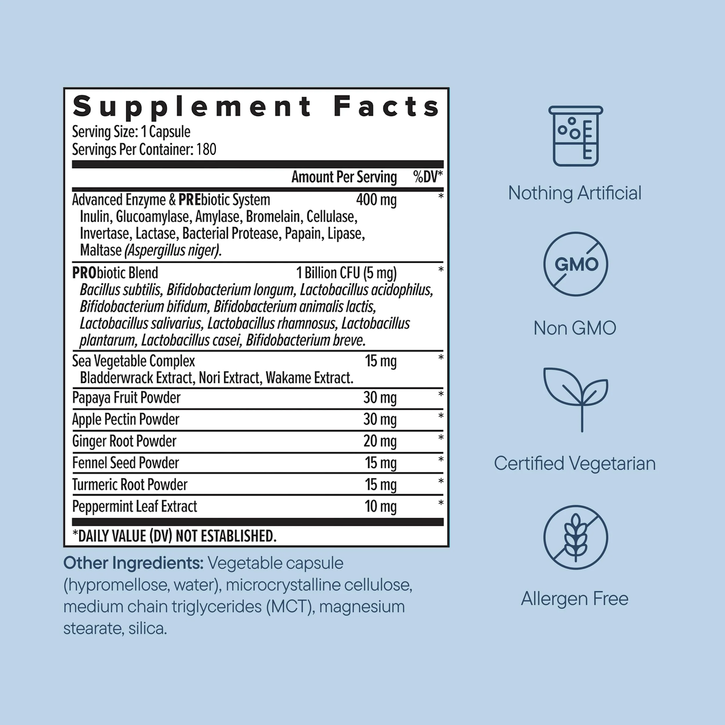 Zenwise Health Digestive Enzymes with Bromelain & Papaya - Multi Enzymes Digestion Supplement with Probiotics & Prebiotics for Gut Health, Gas & Bloating Relief - Men & Women - 180 Vegetarian Capsules - Image 4
