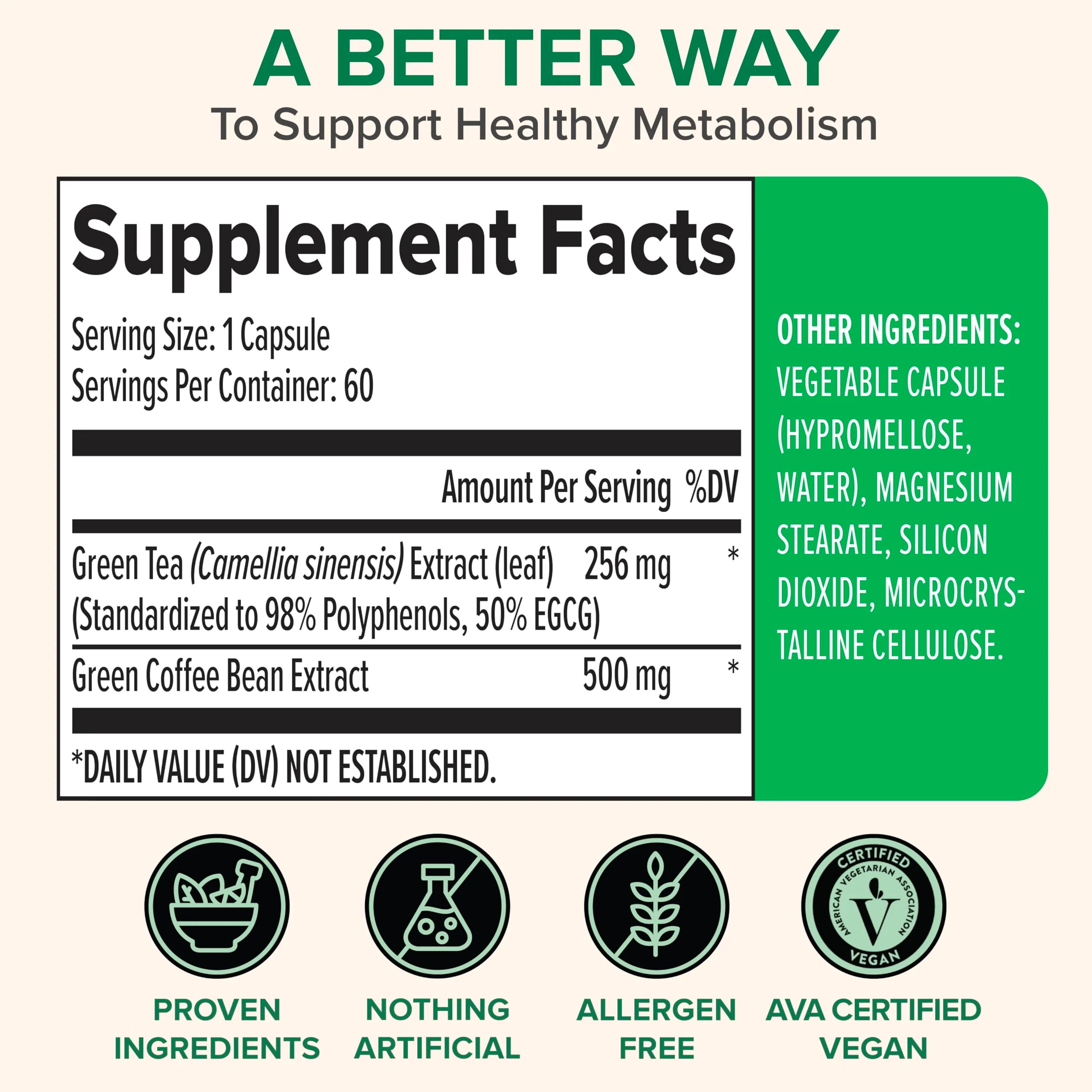 Zenwise Health EGCG Green Tea Extract Capsules with Coffee Bean Extract - 50% EGCG + 98% Polyphenols Supplement - Green Tea Pills for Skin and Heart Support + Brain Health and Memory Boost - 60 Count - Image 6