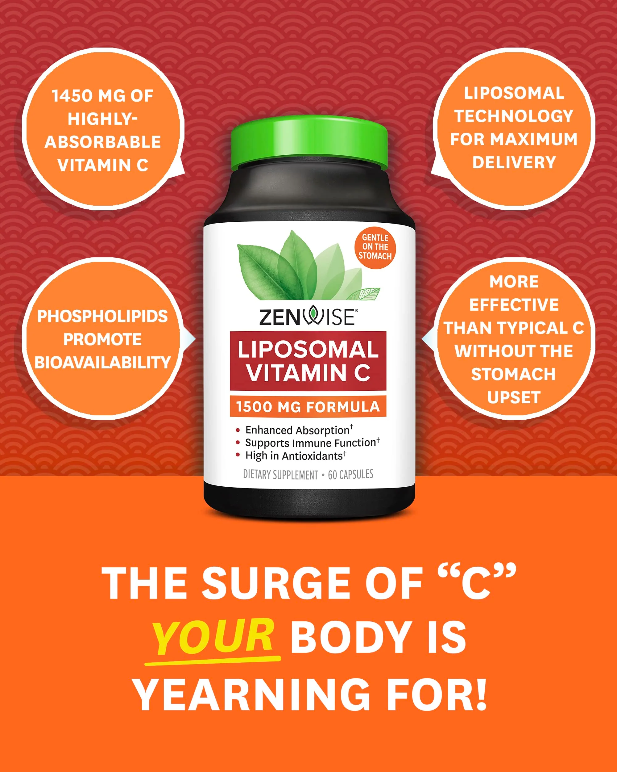 Zenwise Health Liposomal Vitamin C Supplement, 1500 MG Enhanced Absorption Organic Vitamin C Liposomal for Antioxidant, Immune, Natural Energy Boost, and Skin Care Support - 60 CT - Image 4