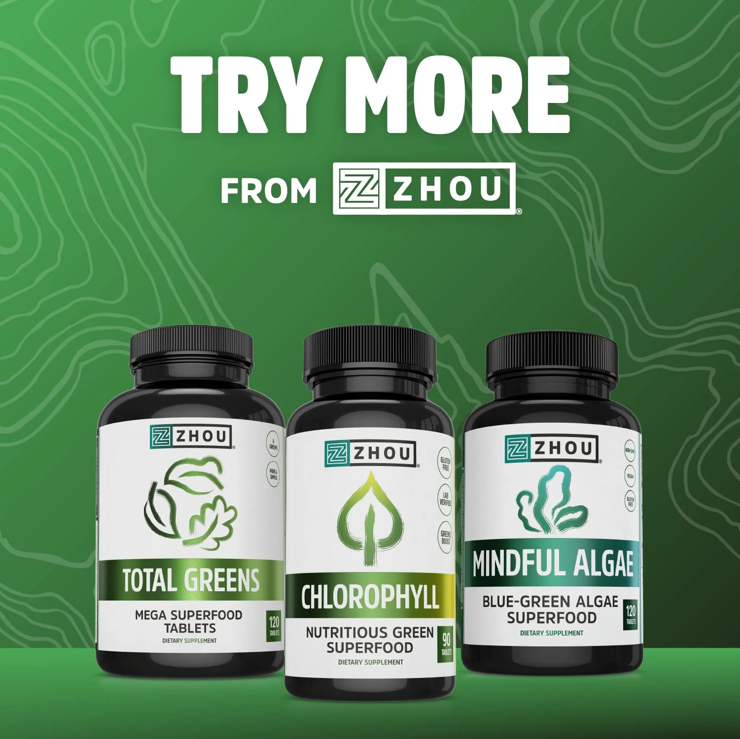 Zhou Chlorella Tablets - Chlorella Supplement, Chlorophyll Vitamins, Pure Green Algae Superfood, Nutrient Rich Super Food Pills, Broken Cell Wall - 120 Vegan Tablets - Image 3