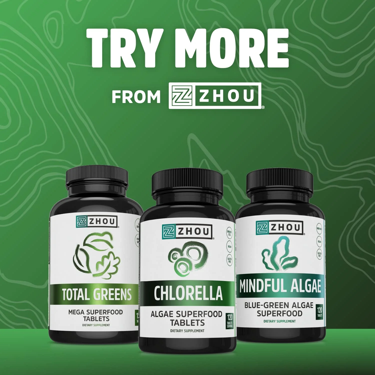 Zhou Chlorophyll Tablets - Chlorophyll Pill Supplement for Women and Men, Health and Wellness Support, Daily Super Greens with Natural Vitamins and Minerals - 90 Tablets - Image 3