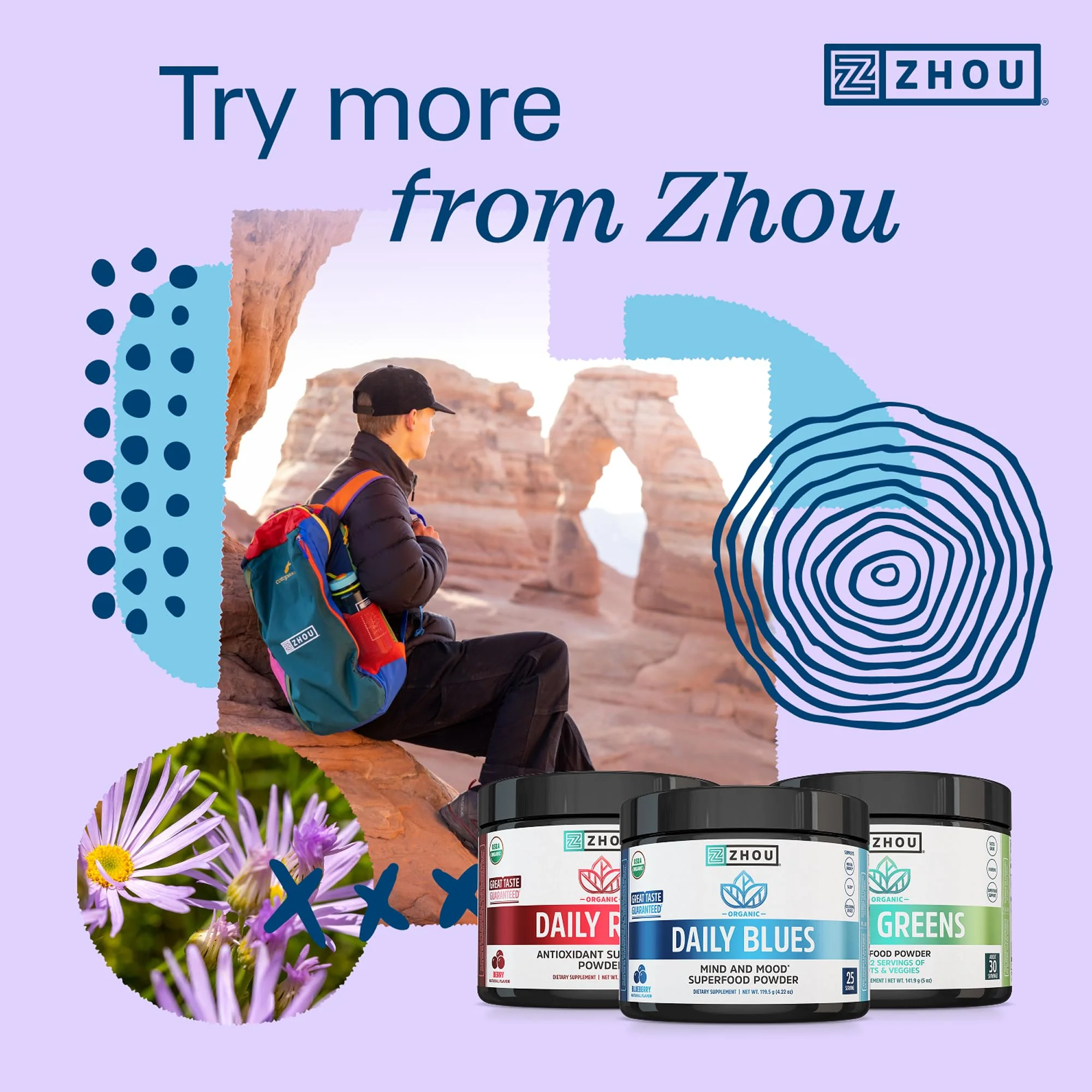 Zhou Daily Blues - Blue Spirulina Powder Organic, Blue Algae Energy Superfood Supplement for Smoothie, Vegan Drink Mix - Blueberry Flavor, 4.22 oz (25 Servings) - Image 3